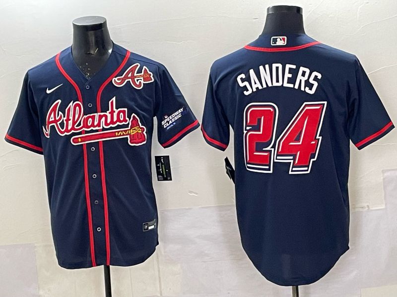 Men Atlanta Braves Nike #24 Sanders Blue 2025 MLB Jersey 02->atlanta braves->MLB Jersey